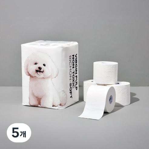 [FRIN] 결이 다른 부드러움 프린 비숑-소프트 화장지 (프리미엄 천연펄프 3겹), 5개, 12롤, 33m
