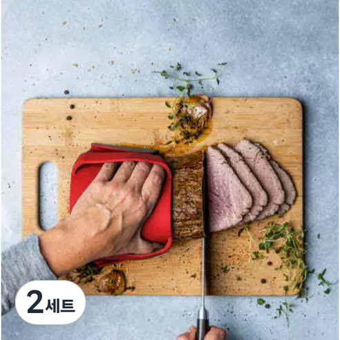 주방장갑 실리콘 냄비 손잡이 오븐 캠핑 다용도 바베큐 집게, 2세트, 레드