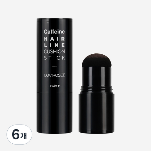 로브로제 카페인 헤어 라인 쿠션 스틱 / 흑채 M자 빈모 정수리 가르마 커버, 6개, 다크브라운(진한갈색)