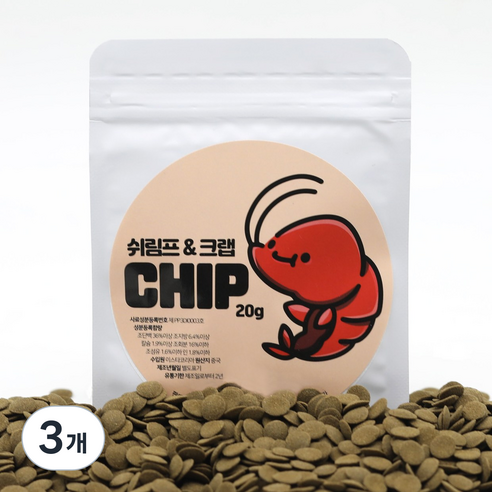 MANITO 쉬림프&크랩칩 새우 가재 사료, 3개, 20g