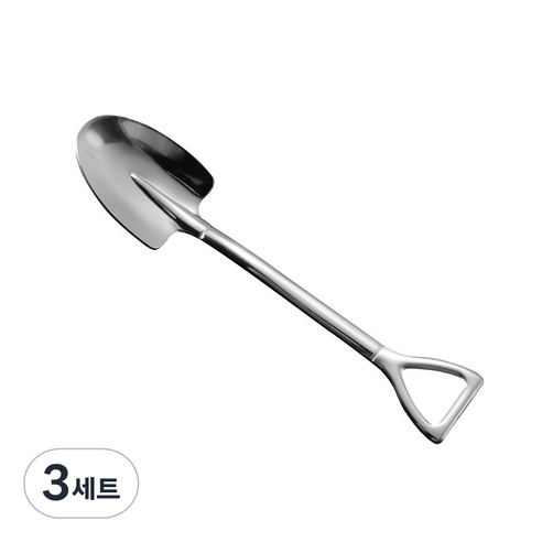 다있어유 1+1+1+1=4P 스테인리스 삼각형 삽모양 숟가락 디저트 카페 푸딩, 3세트, 삼각형 실버