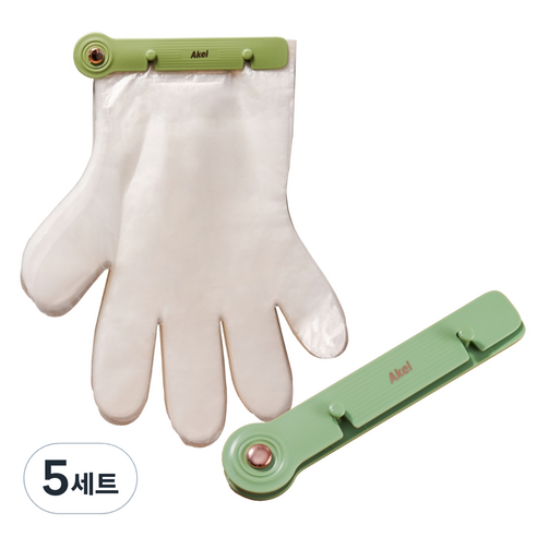 아케이바이 비닐장갑 홀더+비닐장갑 그린, 5세트, 200개입