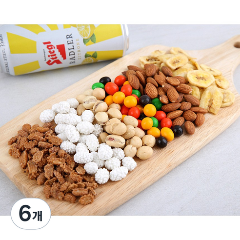 바다푸드 종합안주6종 견과류 아몬드 커피 땅콩 바나나칩 초코볼 맥주안주 마른안주, 500g, 6개