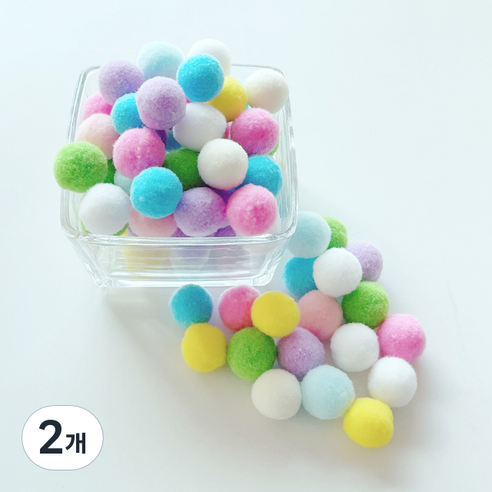 컬러 믹스 폼폼이 뿅뿅이 칼라솜 솜방울 10mm-30mm, 20미리*2봉, 2개, 캔디