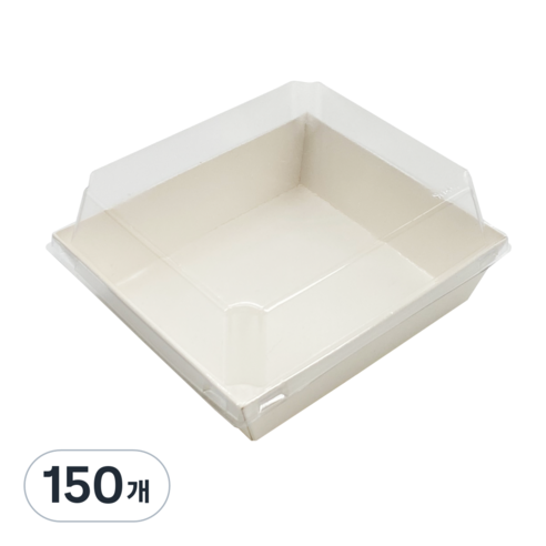 정담 정사각 샌드위치 베이커리 용기+뚜껑 세트, 150개, 화이트