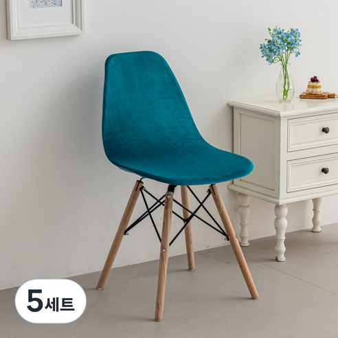커버무드 고탄력 벨벳 에펠 의자 커버 2개, 5세트, 네이비 블루