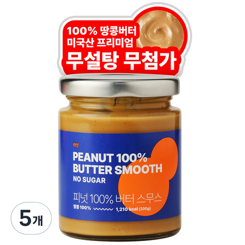 라잇 백퍼센트 땅콩버터 스무스, 200g, 5개