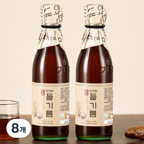 시장쏙 햇빛 전연화 들기름, 350ml, 8개