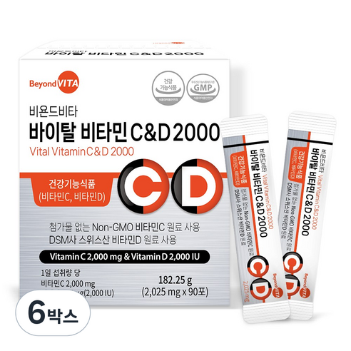 비욘드비타 바이탈 비타민C&D 2000 3개월분, 6박스, 90회분