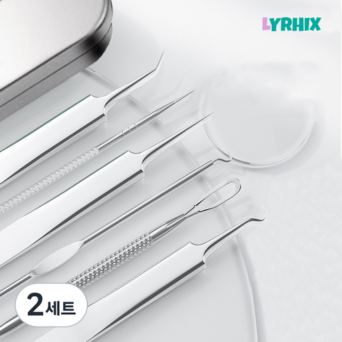 LYRHIX 여드름바늘 피지제거기 여드름압출바늘 여드름압출기 압출바늘, 금속, (6 종 한 벌), 2세트