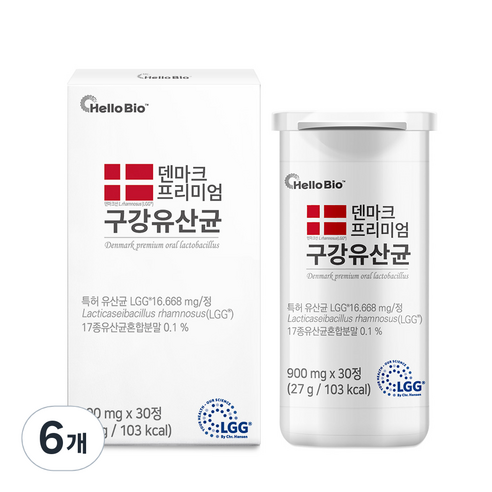 덴마크 프리미엄 구강유산균, 6개, 30정