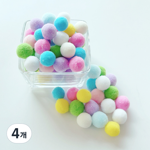 컬러 믹스 폼폼이 뿅뿅이 칼라솜 솜방울 10mm-30mm, 25미리*2봉, 4개, 캔디