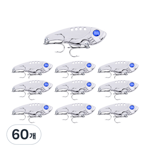 행운을파는낚시 미니 메탈바이브, 실버, 60개, 11g