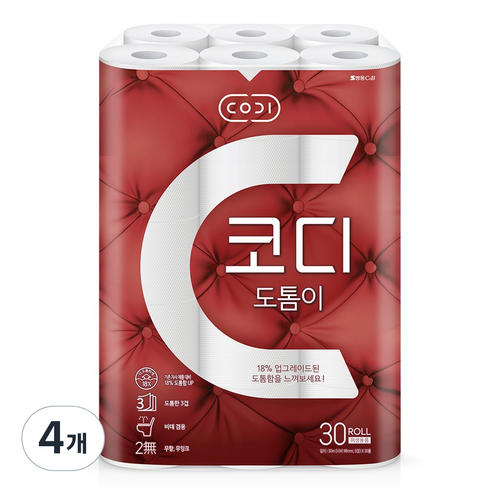코디 도톰이 화장지, 4개, 30롤, 30m