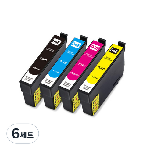 T04E 엡손 호환잉크 4색 WF-2851 XP2106 XP2101(세트판매), 6세트, 엡손호환(4색)