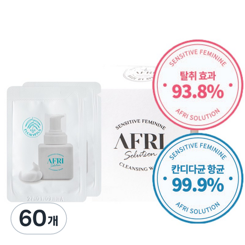 애프리 여성청결제 파우치 휴대용청결제 1BOX 천연 약산성성분 개별포장 일회용청결제 (프로폴리스 함유), 60개, 3ml