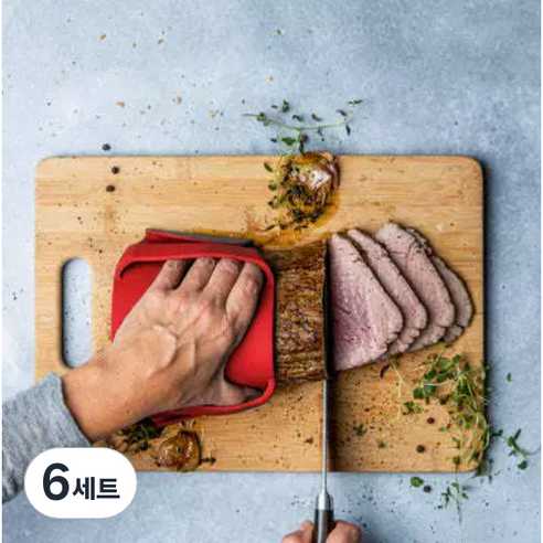 주방장갑 실리콘 냄비 손잡이 오븐 캠핑 다용도 바베큐 집게, 6세트, 레드