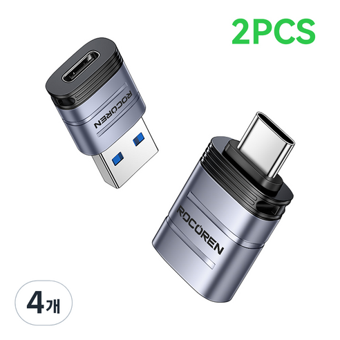 Rocoren USB 3.2 A타입-C타입 OTG 변환 젠더 2PCS, 4개, A TO C and C TO A