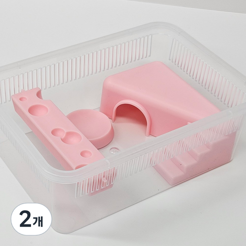 크레마루 치즈 사육장 JIF 적재형 케이지 풀세트, 2개, 핑크