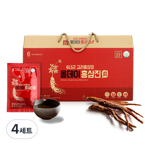 한국삼 6년근 고려홍삼정 올데이 홍삼진 30포, 1500ml, 4세트