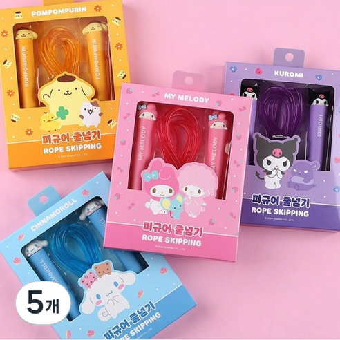 산리오 캐릭터즈 피규어 줄넘기, 핑크, 5개