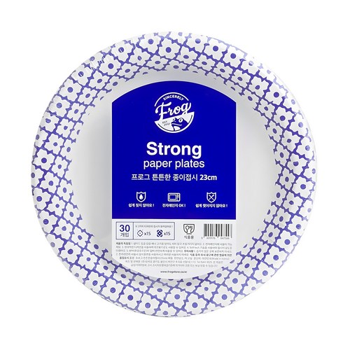프로그 튼튼한 종이접시 23cm, 30개, 1세트