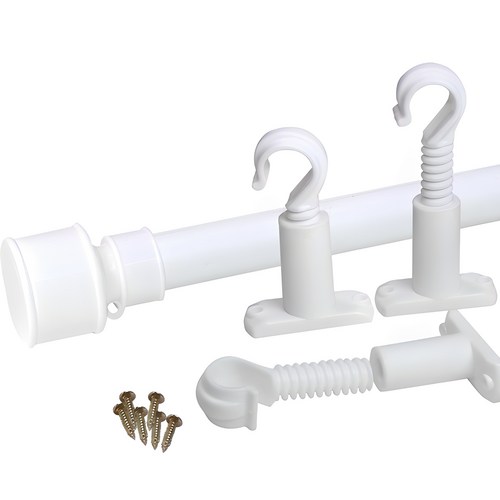 썬데코 25mm 커튼봉 뉴캡 + 조절 브라켓 세트, 화이트, 6호(90~180cm)