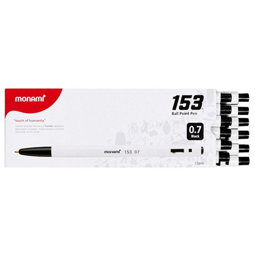 모나미/153볼펜 (0.7/12pcs), 흑색, 1개
