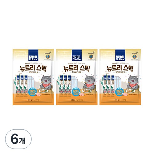 뉴트리플랜 뉴트리스틱 고양이 간식 20p, 혼합맛(참치 /닭가슴살), 280g, 6개