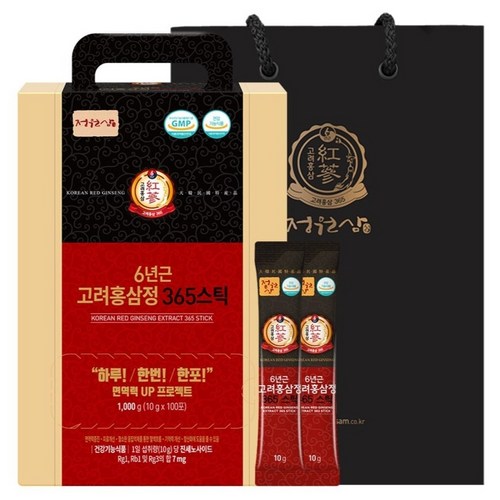 정원삼 6년근 고려홍삼정 365스틱, 1kg, 2개 골드박스 특가