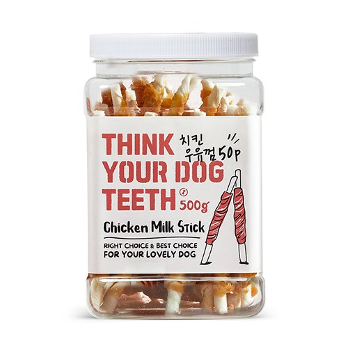 THINK YOUR DOG TEETH 우유껌 스틱 건조간식 42p 500g, 치킨맛, 1개