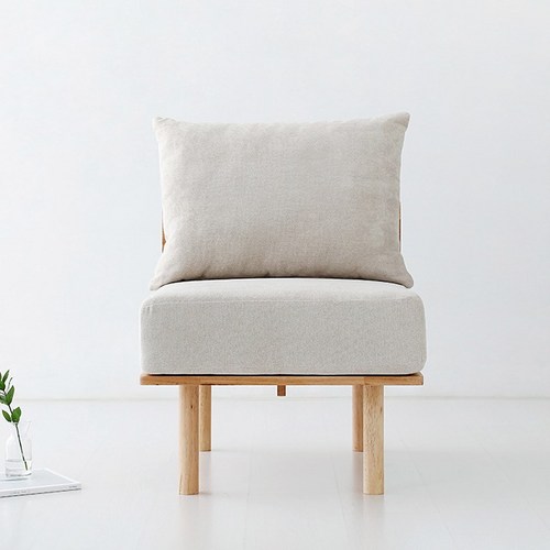 마켓비 BENKU 1인용 소파 고무나무, 내추럴 베이지