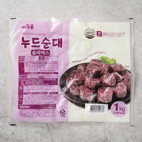 달솔 누드순대 슬라이스, 1kg, 1개 - 찰순대 추천