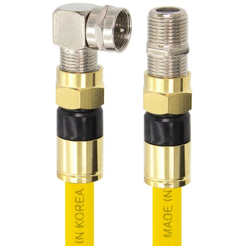 솔탑 국산 골드 고급형 RF 안테나 옐로우 꺾임 연장 TV 동축 수제작 케이블 15M, SOLTOP-1294, 1개