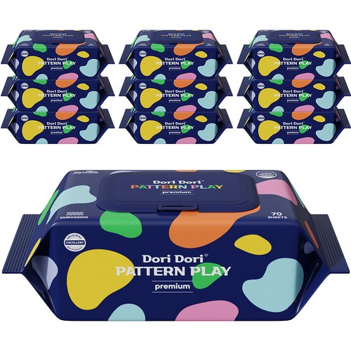 도리도리 패턴플레이 프리미엄 아기물티슈 캡형, 75g, 70개입, 10개
