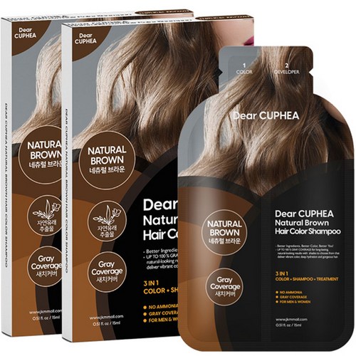 디어쿠페아 헤어 컬러 샴푸 염색제, 내추럴브라운, 2개