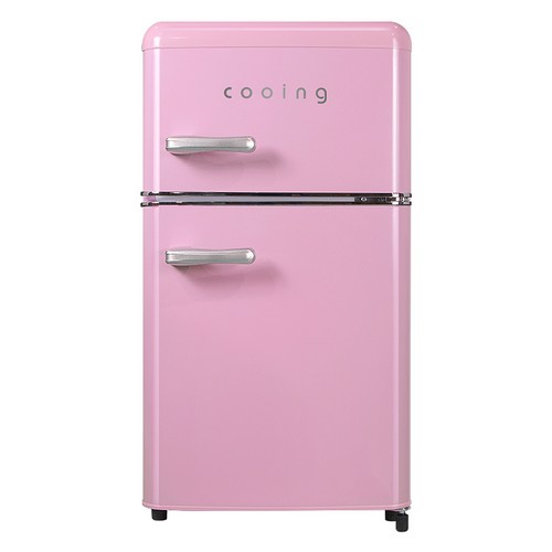 쿠잉전자 레트로 미니 80L 2도어 냉장고, 핑크, 핑크, REF-D85PK