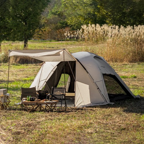 카즈미 아크로 돔 엣지 텐트 베이지 3~4인용, 자연 속에서의 안락한 캠핑을 즐기세요!