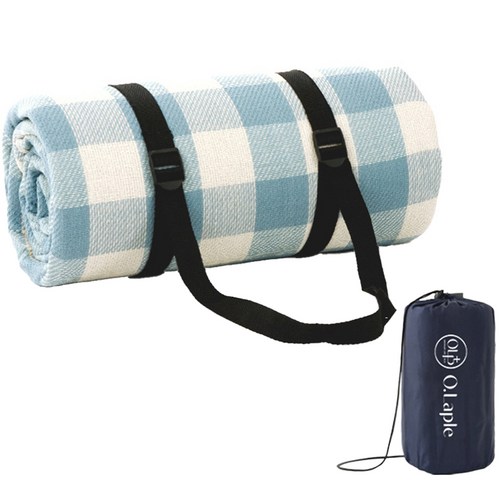 오라플 휴대용 감성 체크 피크닉 매트, 블루