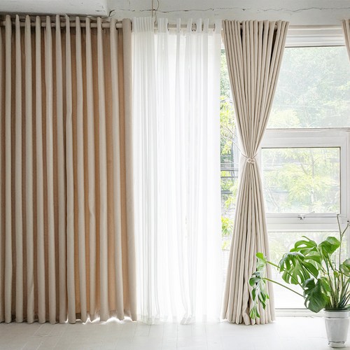 끌래망스 레이 암막커튼 + 쉬폰커튼 + 봉 + 안뚫어 고리 세트 방문설치