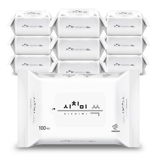 시치미 데일리 물티슈 리필형, 50g, 100매입, 10개