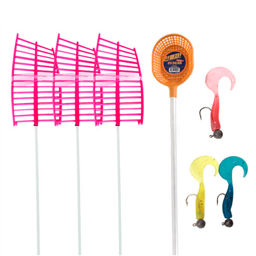 콤비 보급형 웜 견지낚시대 3인 풀세트, 랜덤발송, 60.8cm