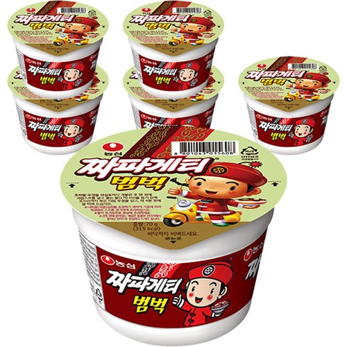 농심 짜파게티 범벅 미니 컵라면 70g, 6개 - 라면 국물 추천