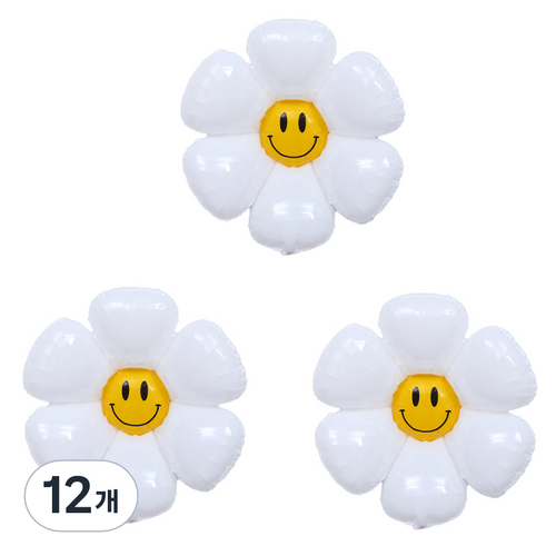 스마일 데이지 풍선 중, 혼합색상, 12개
