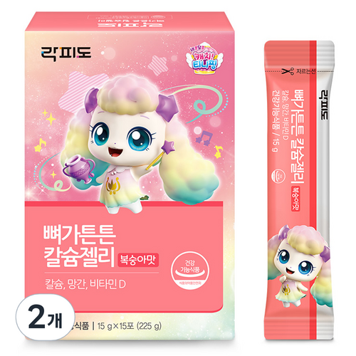 락피도 캐치티니핑 뼈가튼튼 칼슘젤리 복숭아맛, 225g, 2개