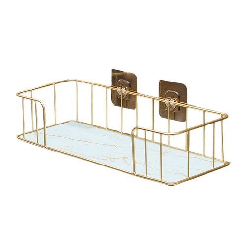 스윗럭셔리 무타공 욕실 골드프레임 선반 스몰, 화이트, 1개