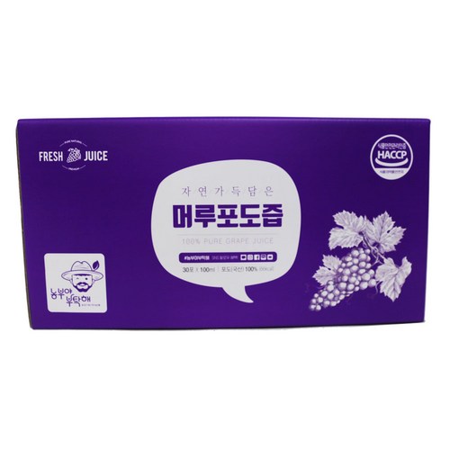 농부야부탁해 머루포도즙, 100ml, 30개 - 포도즙 추천