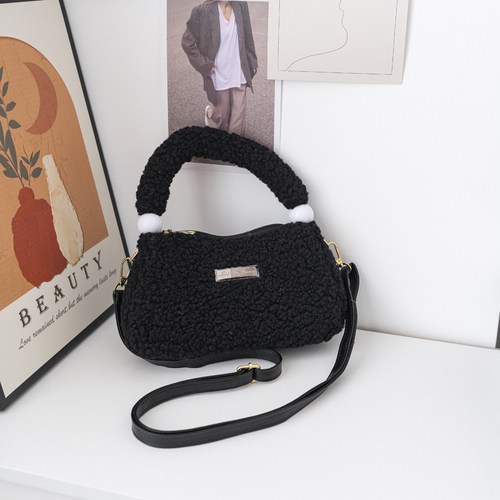 소리달 여성용 기하 파스텔 귀여운 뽀글이 크로스백