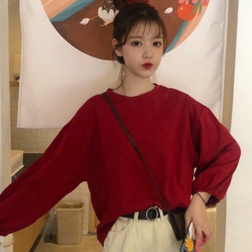 엘쏘 여성용 루즈핏 퍼프 소매 긴팔 티셔츠