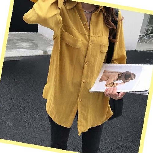 긴팔 무지데님 셔츠 상의 칼라넥 빈티지 캐주얼